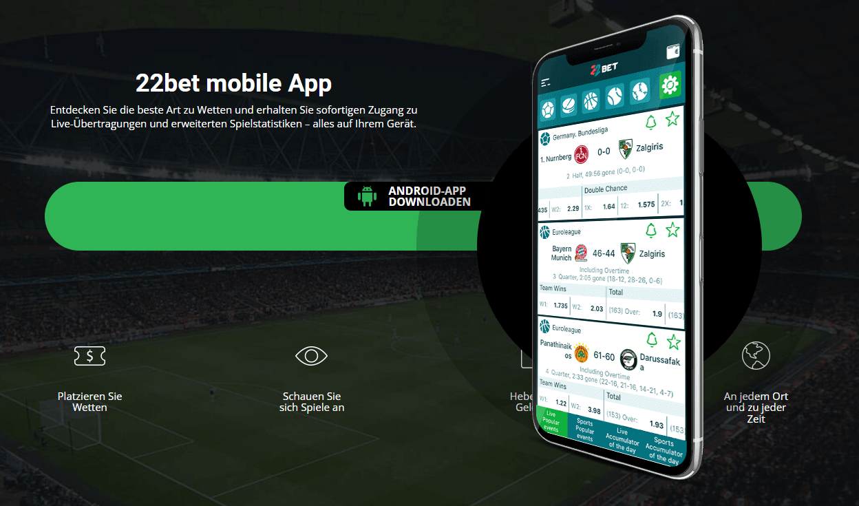 Mobile App bei 22Bet