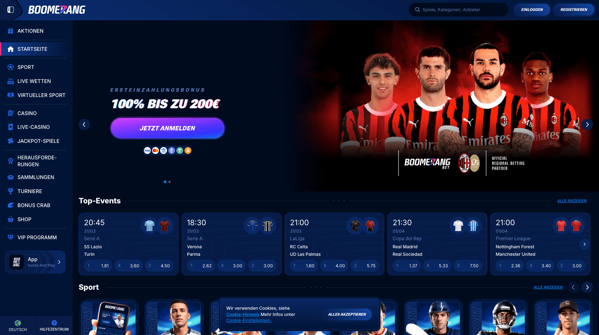 Boomerang Bet sport buchmacher