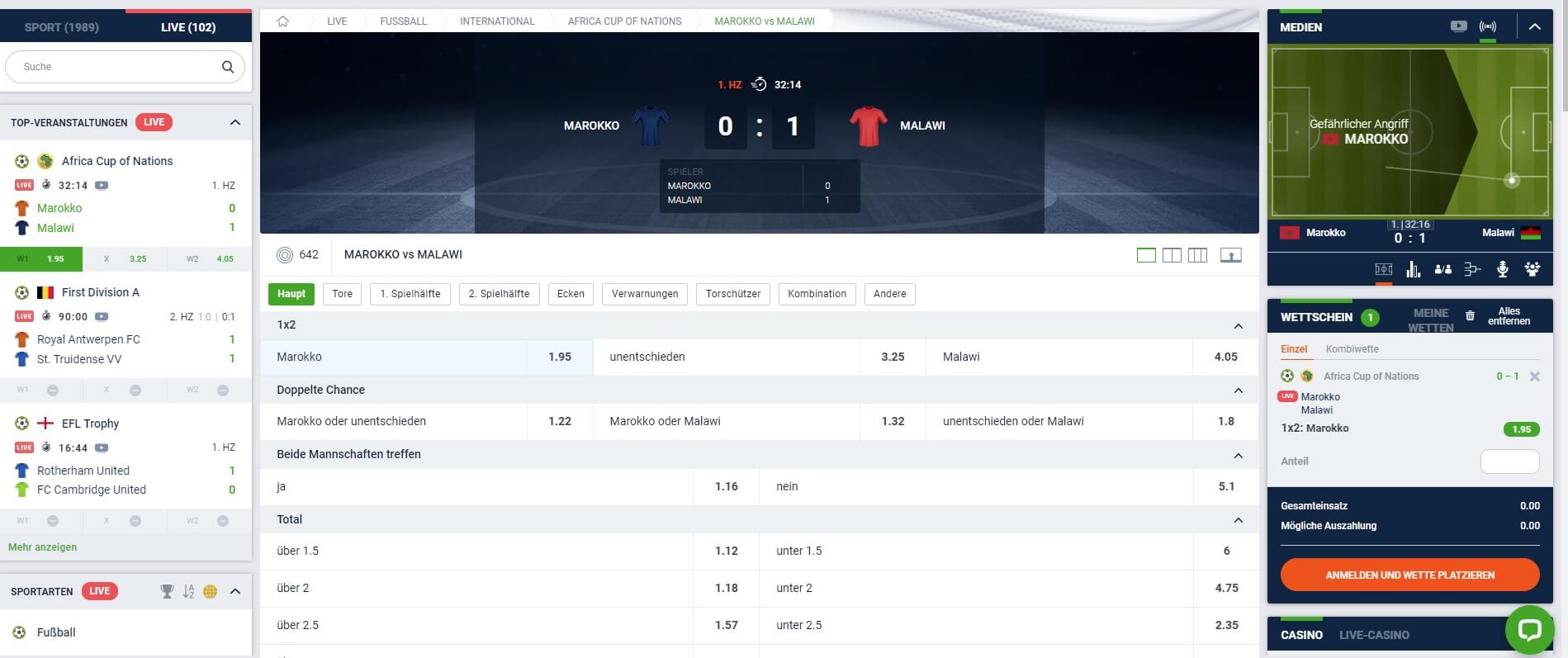 20BET Live Wetten